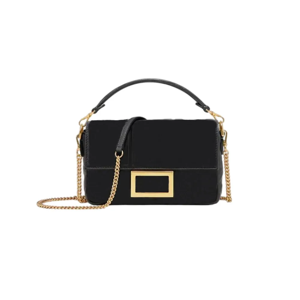 

19CM Mini Flap Baguette Bag Iconic Embossed Letter Leather Golden Chains Clutch Womens Shoulder Crossbody Tote Bag Handbag Purse