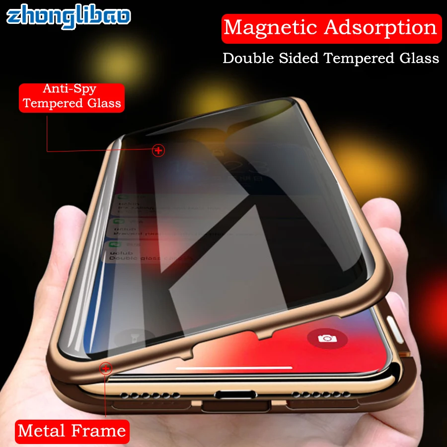 Магнитный металлический чехол для Iphone 11 pro Xs Max Xr X 8 7 Plus противоударное закаленное