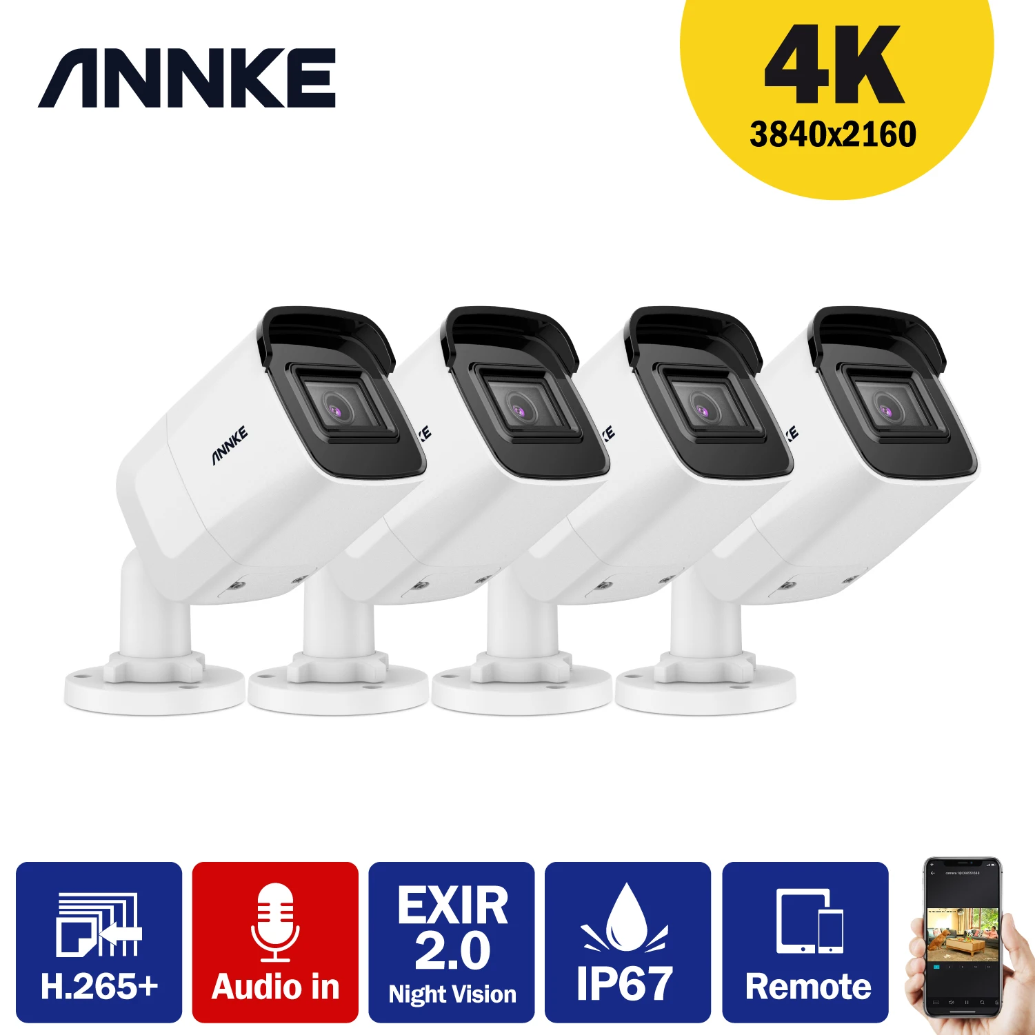 ANNKE Ultra HD 8MP Audio in POE Camera 4K IP67 Weatherproof Security Network Bullet Night Vision Email Alert Metal CCTV Camera
ANNKE Ultra HD 8MP Audio in POE Camera 4K IP67 Weatherproof Security Network Bullet Night Vision Email Alert Metal CCTV Camera