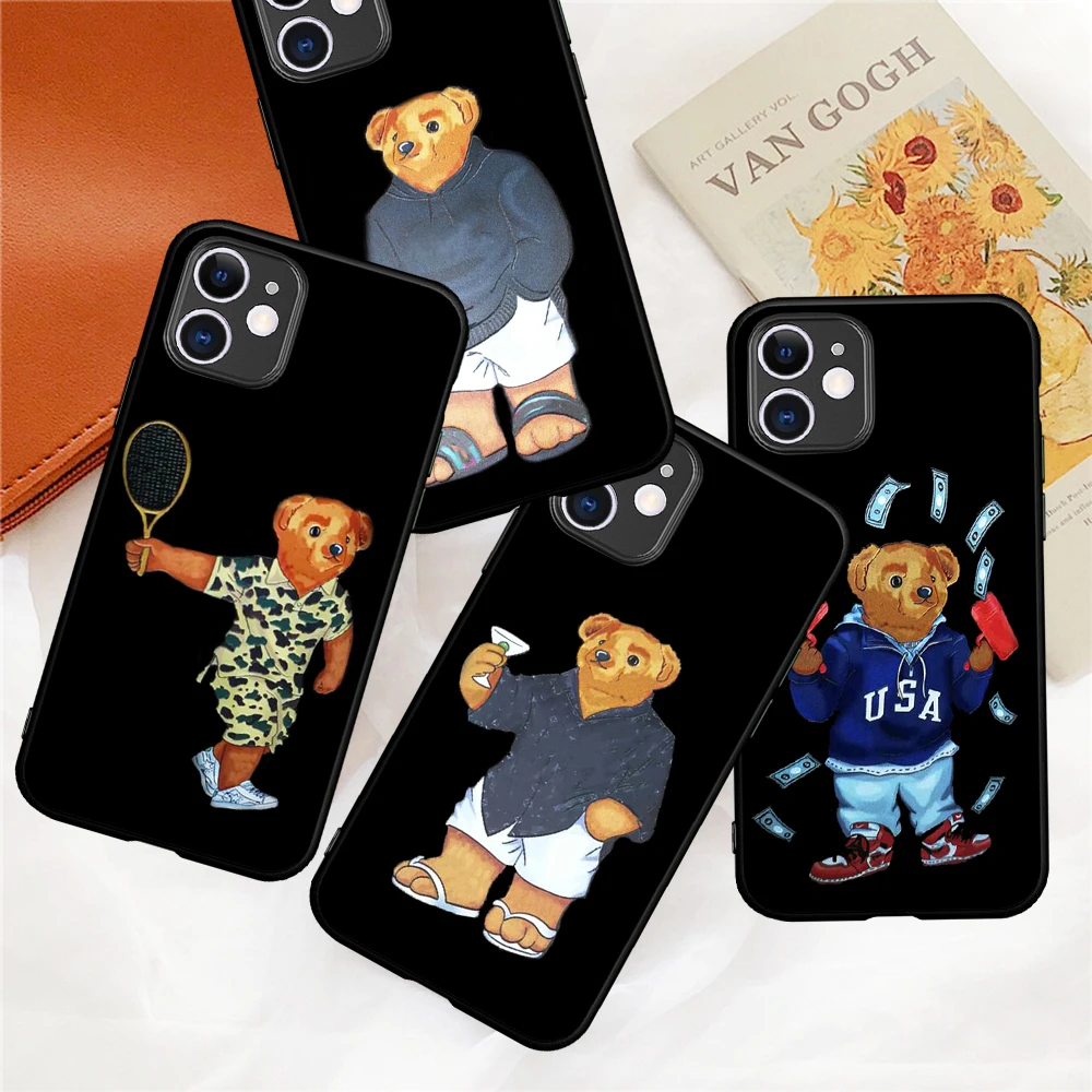 Bear etui Cartoon capa Cute Phone Case for IPhone 12 Mini 5 6 6S 7 8 SE Plus X XS XR 11 Pro Max Funda Matte black Silicone Cover 
Bear etui Cartoon capa Cute Phone Case for IPhone 12 Mini 5 6 6S 7 8 SE Plus X XS XR 11 Pro Max Funda Matte black Silicone Cover