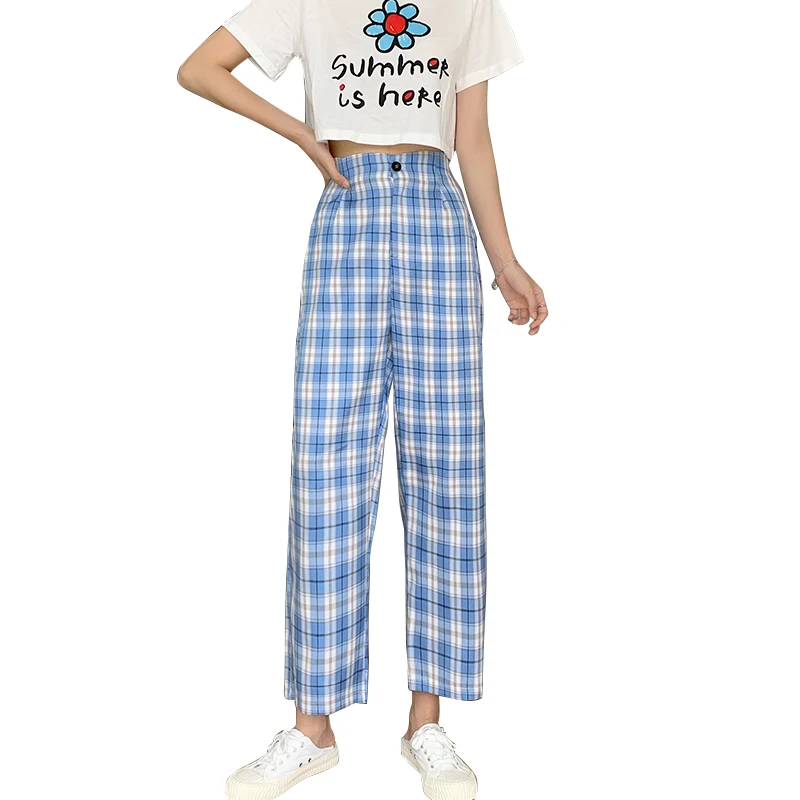 Aurkrrvn Blue High Waist Wide Leg Pants Women Casual Plaid Capris Pants Woman Korean Style Summer Office Casual Trousers Teeager
Aurkrrvn Blue High Waist Wide Leg Pants Women Casual Plaid Capris Pants Woman Korean Style Summer Office Casual Trousers Teeager