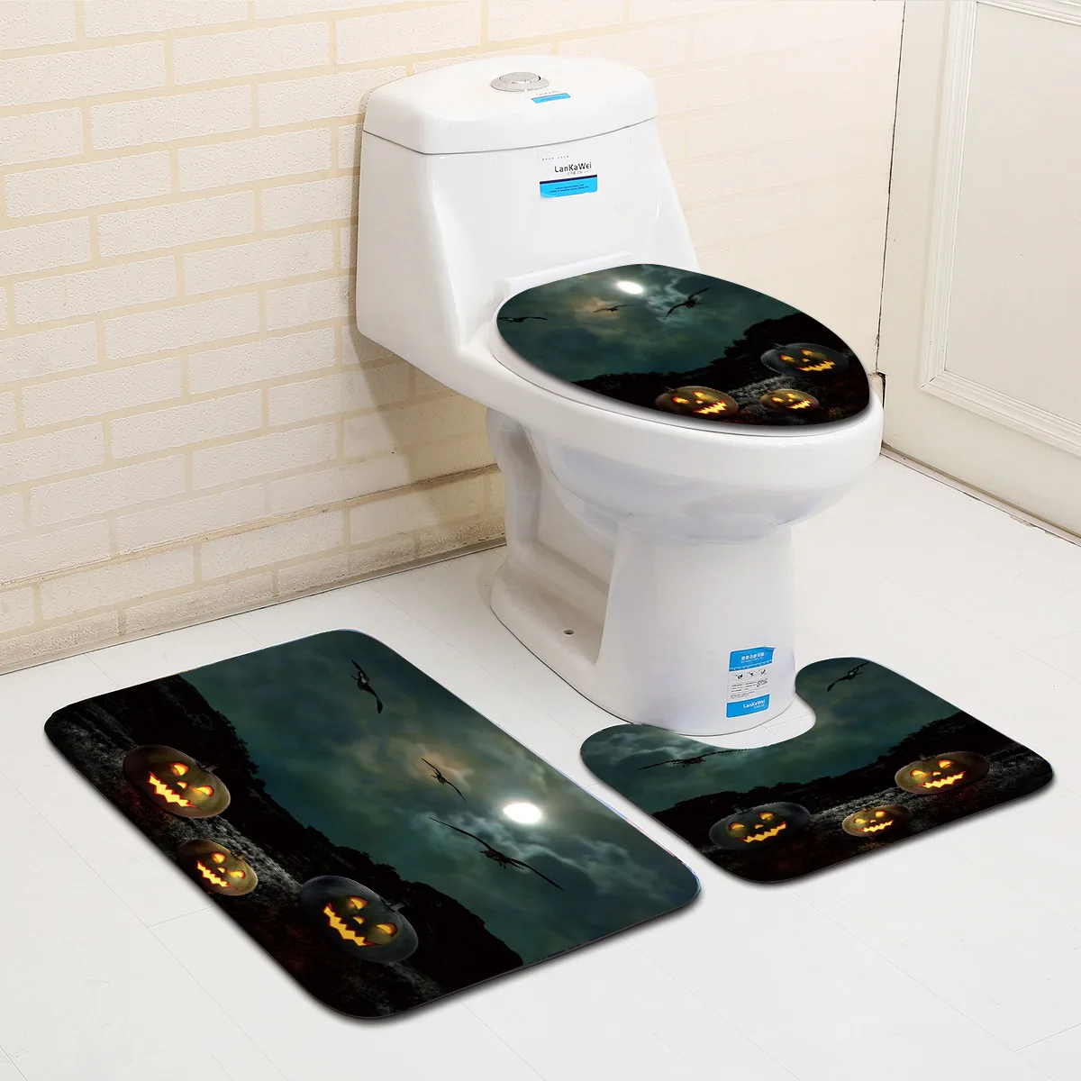 Pumpkin Lantern Pattern Bathroom Mats Set 3pieces Anti-slip Bathropom Floor Mats Toilet Rugs Set Shower Mats Bathroom Products
Pumpkin Lantern Pattern Bathroom Mats Set 3pieces Anti-slip Bathropom Floor Mats Toilet Rugs Set Shower Mats Bathroom Products