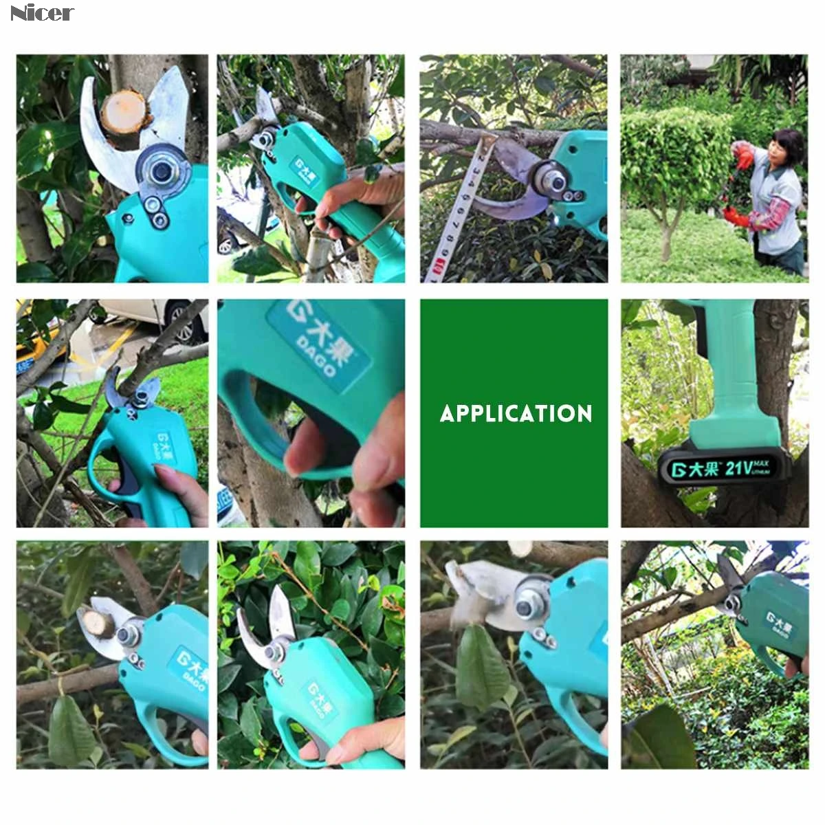30mm Electric Pruning Shears 21V Cordless Electric Branch Scissors Branch Cutter Fruit Pruning Tools With 1 Or 2 Battery
30mm Electric Pruning Shears 21V Cordless Electric Branch Scissors Branch Cutter Fruit Pruning Tools With 1 Or 2 Battery