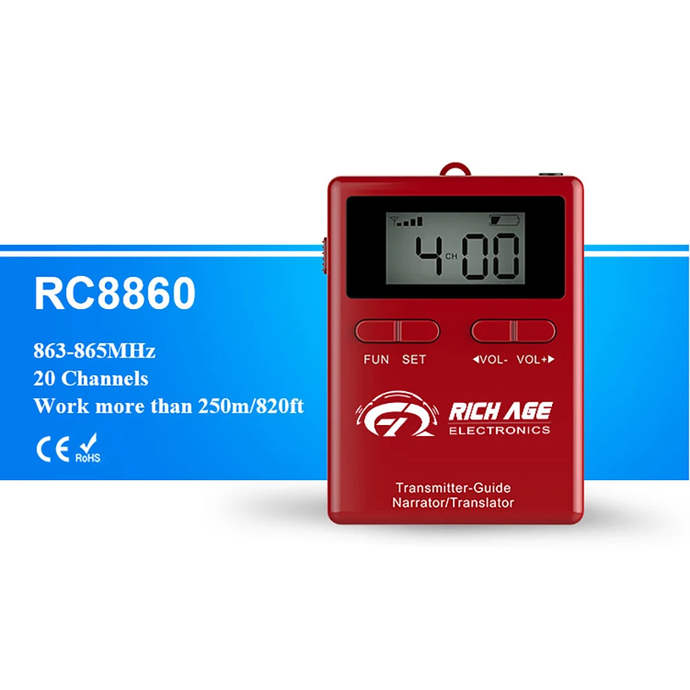 UHF most popular audio guide tour radio guide system 1 transmitter+1 receiver for museum explanation
UHF most popular audio guide tour radio guide system 1 transmitter+1 receiver for museum explanation