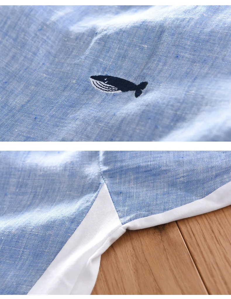 short Men's O-neck sleeves linen cotton t-shirt with whale embroidery white sky blue summer tees men breathable casual t-shirt
short Men's O-neck sleeves linen cotton t-shirt with whale embroidery white sky blue summer tees men breathable casual t-shirt