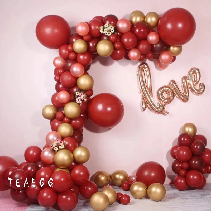 144Pcs Pomegranate Red Balloon Happy Birthday Decoration Metallic Gold Balloon Love Foil Globo Wedding Party Decoration Backdrop
144Pcs Pomegranate Red Balloon Happy Birthday Decoration Metallic Gold Balloon Love Foil Globo Wedding Party Decoration Backdrop