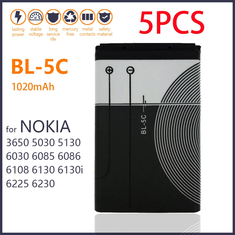 100% Genuine 5PCS BL-5C BL5C phone battery For nokia 6600 N70 N71 N72 N91 E60 1200mAh Mobile Phone New Batteries+Tracking number
100% Genuine 5PCS BL-5C BL5C phone battery For nokia 6600 N70 N71 N72 N91 E60 1200mAh Mobile Phone New Batteries+Tracking number