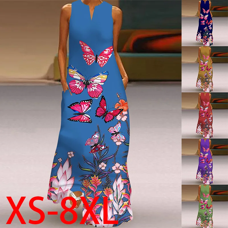 Summer Women's Plus Size Dress Loose Casual V-neck Beach Holiday Party Long Dress Summer Sleeveless Elegant Printed Long Dress
Summer Women's Plus Size Dress Loose Casual V-neck Beach Holiday Party Long Dress Summer Sleeveless Elegant Printed Long Dress