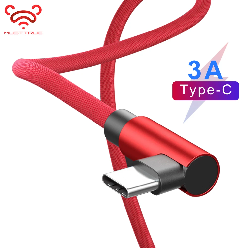 MUSTTRUE USB Type C кабель для Huawei P20 Lite P30 Быстрая зарядка Samsung S10 S9 Plus S8 90 градусов передачи