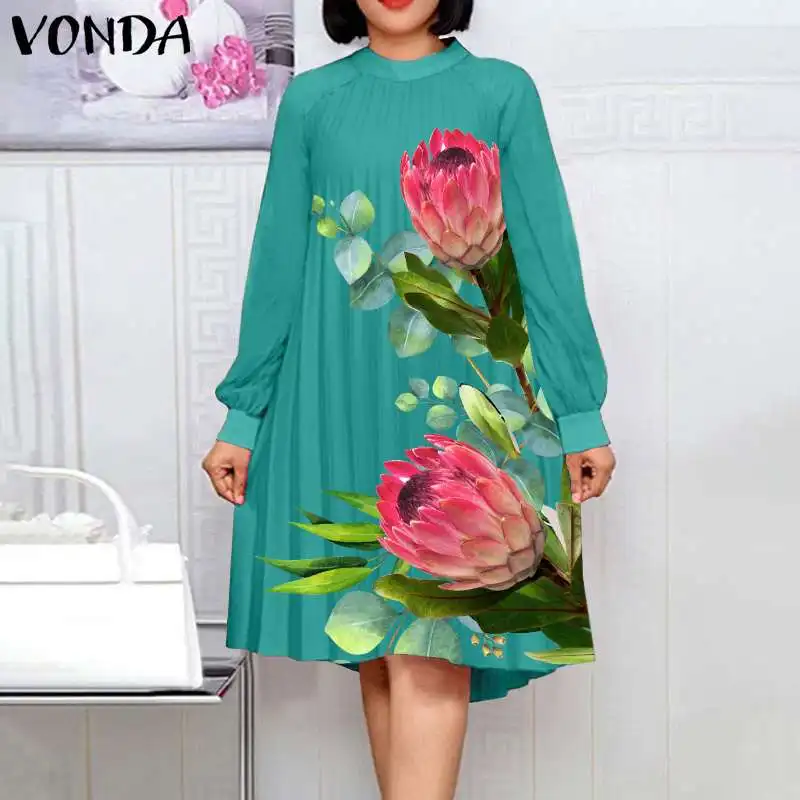 Women Midi Dress 2022 VONDA Female Casual Dress Vintage Printed Holiday Sundress Long Sleeve Baggy Vestido Oversized Robe Femme
Women Midi Dress 2022 VONDA Female Casual Dress Vintage Printed Holiday Sundress Long Sleeve Baggy Vestido Oversized Robe Femme