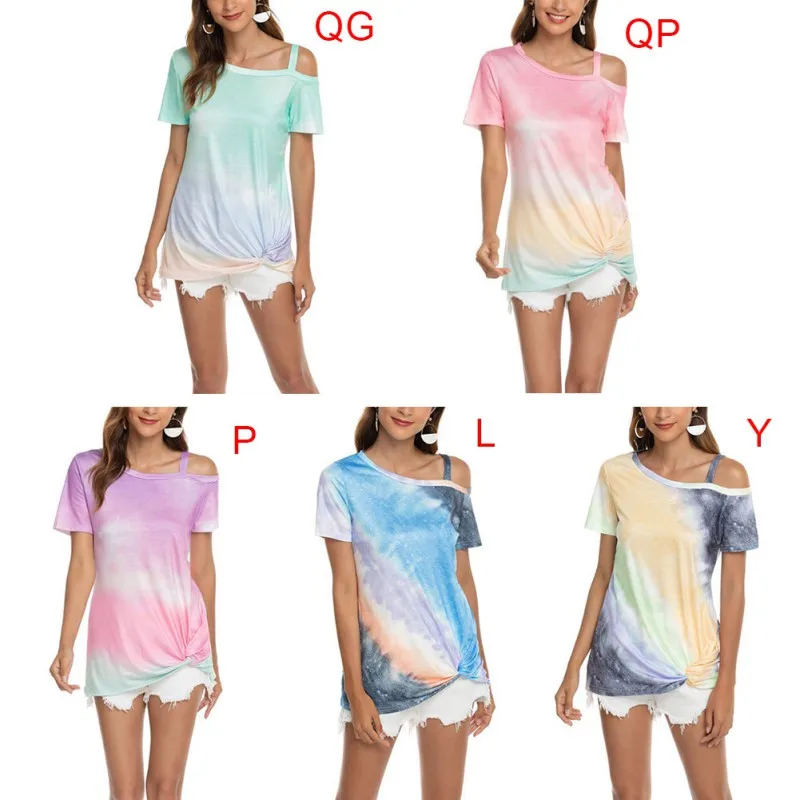 Printing Gradient Color Off Shoulder T-shirt Short Sleeve Sexy Casual Loose T-shirt for Women Top Slant Collar Spring and Summer
Printing Gradient Color Off Shoulder T-shirt Short Sleeve Sexy Casual Loose T-shirt for Women Top Slant Collar Spring and Summer