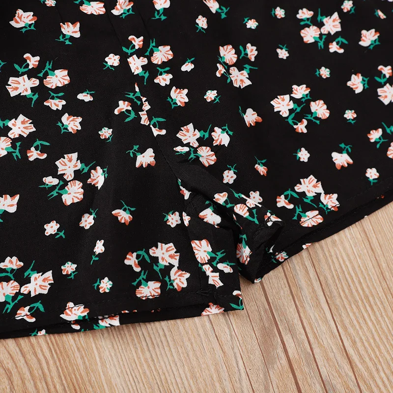 Summer Black Floral Print Short Sleeve Shorts Sets 1-6T Baby Girls Kids Children Clothes Two Piece Outfit roupas menina
Summer Black Floral Print Short Sleeve Shorts Sets 1-6T Baby Girls Kids Children Clothes Two Piece Outfit roupas menina