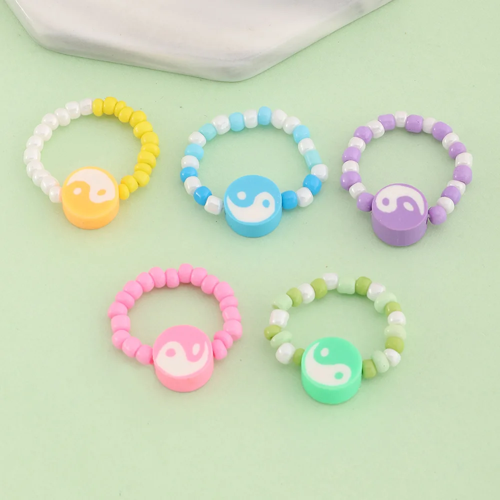 5 Pcs/Set Personalized Colored Soft Pottery Bagua Figure Millet Bead Ring Women's Five Finger Ornaments Jewelry Accessories Gift
5 Pcs/Set Personalized Colored Soft Pottery Bagua Figure Millet Bead Ring Women's Five Finger Ornaments Jewelry Accessories Gift