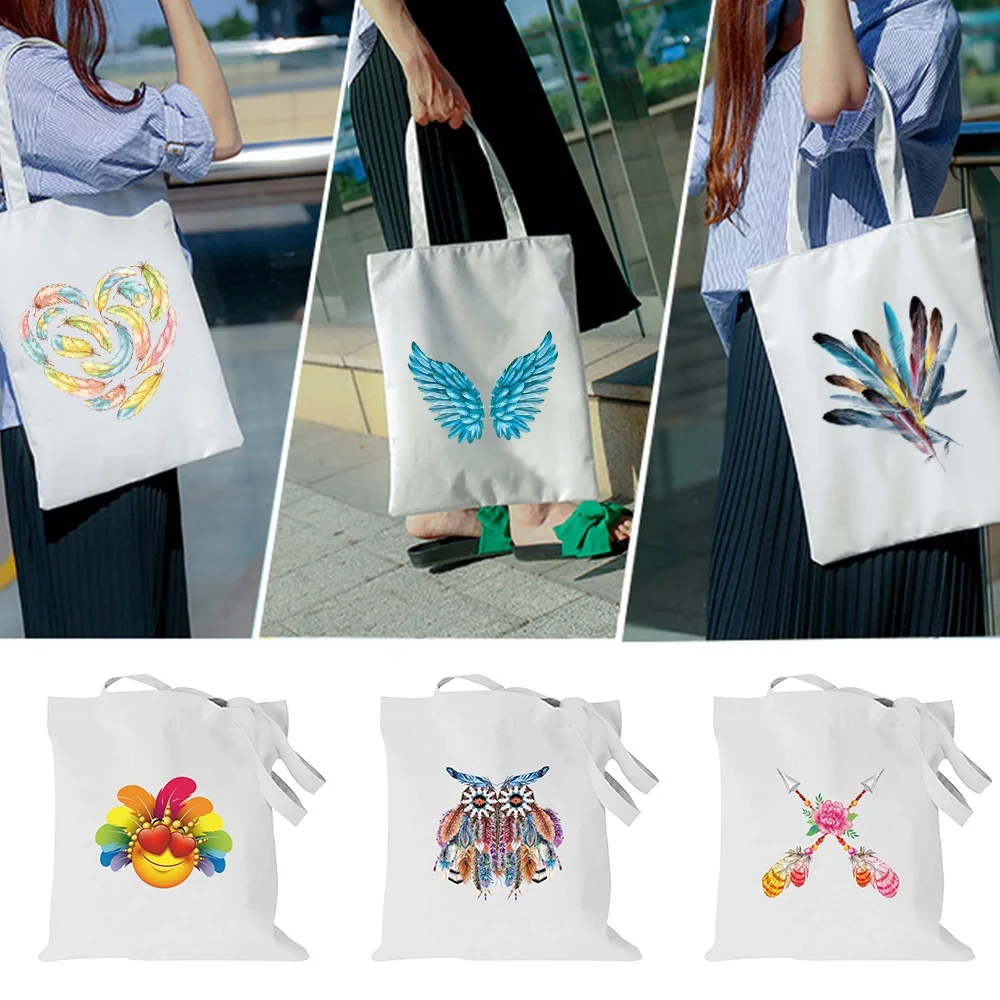 Shopping Bag Canvas Tote Bag Fashion Travel Bag Women Leisure Eco Shopping Feather Pattern High Quality Foldable Handbag
Shopping Bag Canvas Tote Bag Fashion Travel Bag Women Leisure Eco Shopping Feather Pattern High Quality Foldable Handbag