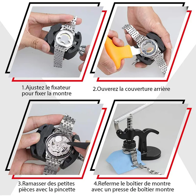 17PCS Watch Case Press, Watch Tool for Closing Watch Back Table 12 Mold Sizes