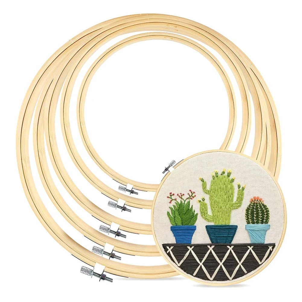 

5 Pcs/set 10 15 18 23 26cm Set Rings DIY Hoops Loop Needle Sewing Machine Circle Wooden Cross Stitch Embroidery Bamboo Frames