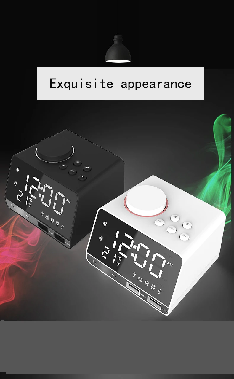 2020 K11 New Wireless Alarm Clock Bluetooth Speaker USB Mobile Phone Charging LED Mirror Smart Radio Subwoofer Small Speaker 
2020 K11 New Wireless Alarm Clock Bluetooth Speaker USB Mobile Phone Charging LED Mirror Smart Radio Subwoofer Small Speaker