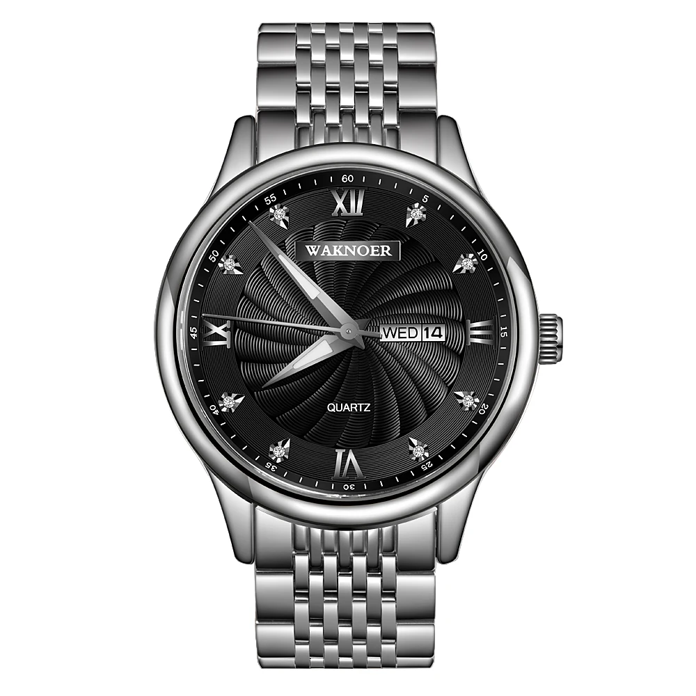 Mens Watches Top Brand Luxury WAKNOER Men Watch Week Display Crystal Quartz Wrist Wristwatch Male Clock Relogio Masculino 2020
Mens Watches Top Brand Luxury WAKNOER Men Watch Week Display Crystal Quartz Wrist Wristwatch Male Clock Relogio Masculino 2020