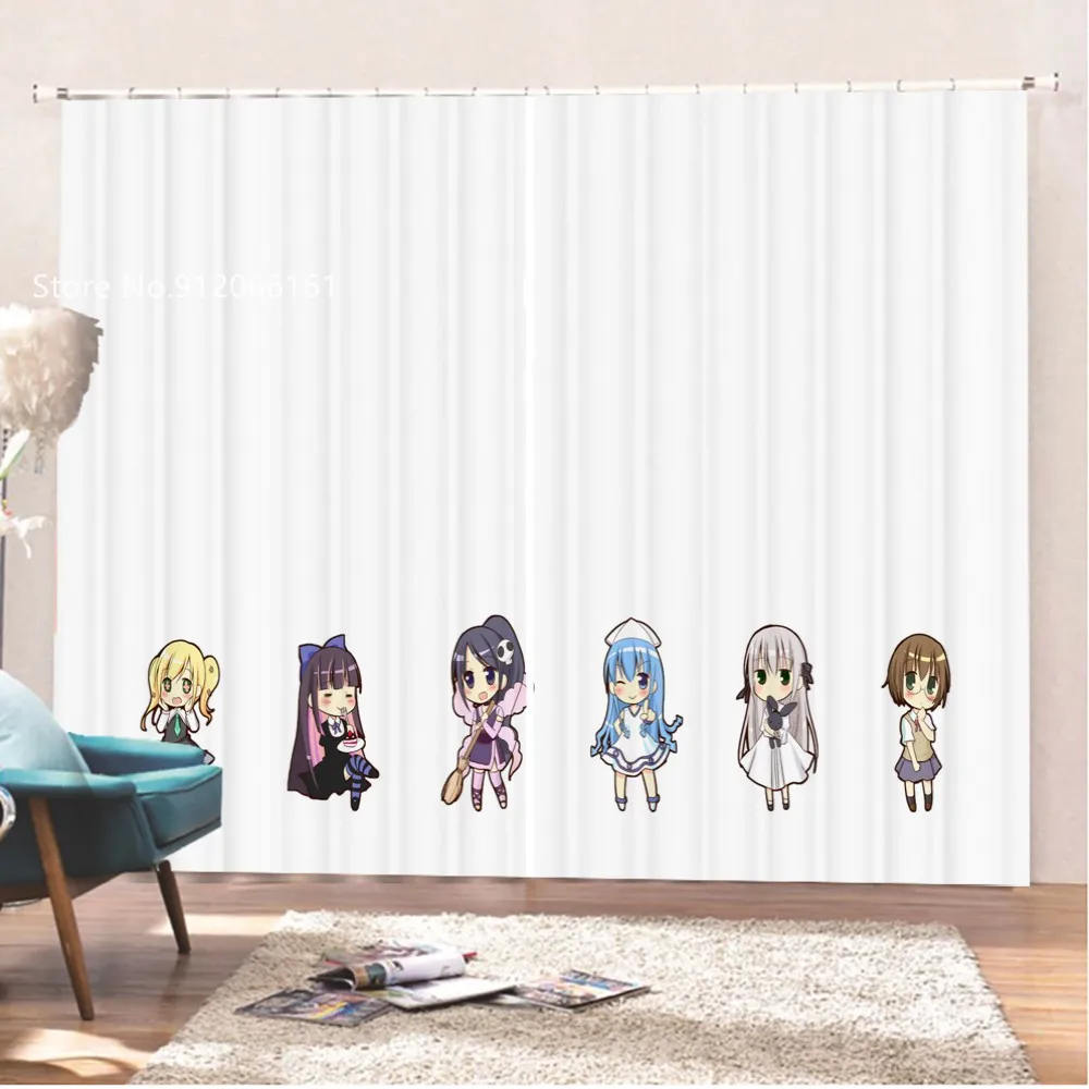 

Оконные шторы с 3D-принтом «Мир Бог только знает», японские аниме занавески для окон для девочек, милые кавайные украшения для окон
