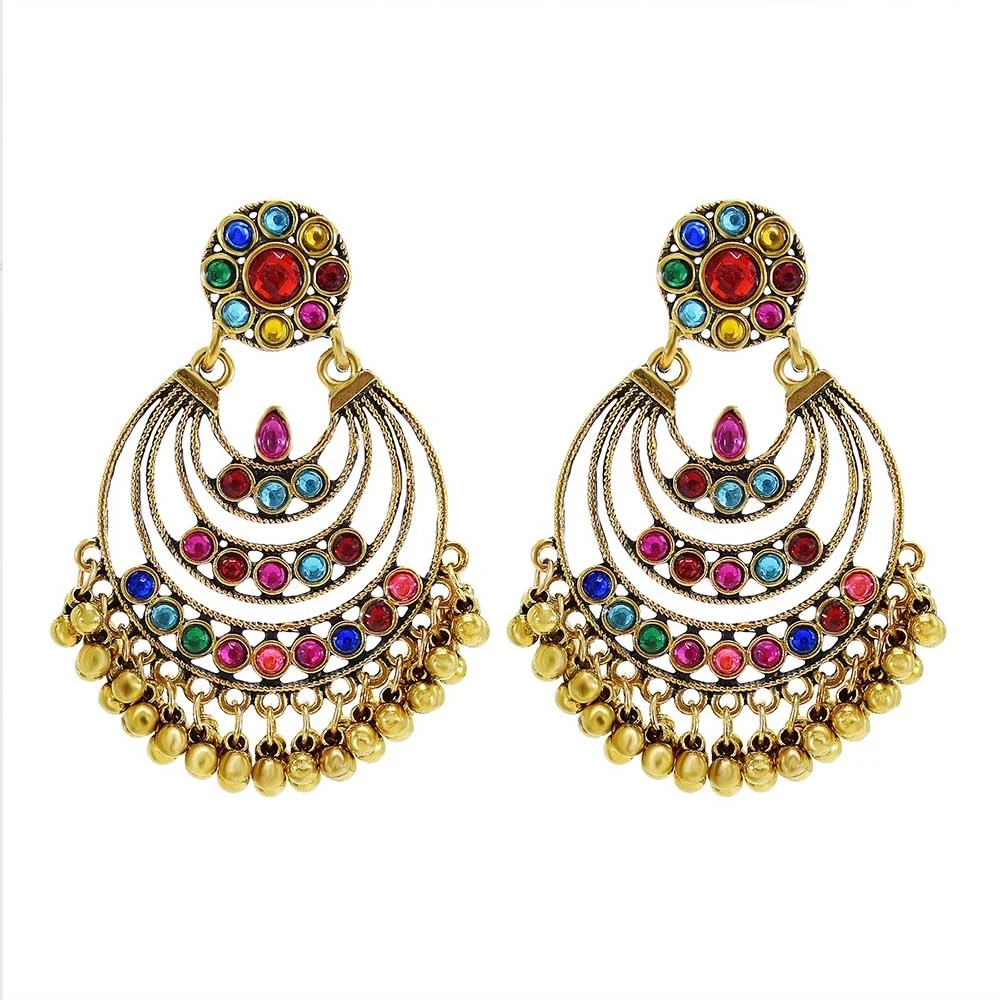 Indian Jhumka Earrings for Women Boho Gold Silver Color Metal Rhinestone Statement Earring pendientes Bridal Wedding Jewelry
Indian Jhumka Earrings for Women Boho Gold Silver Color Metal Rhinestone Statement Earring pendientes Bridal Wedding Jewelry