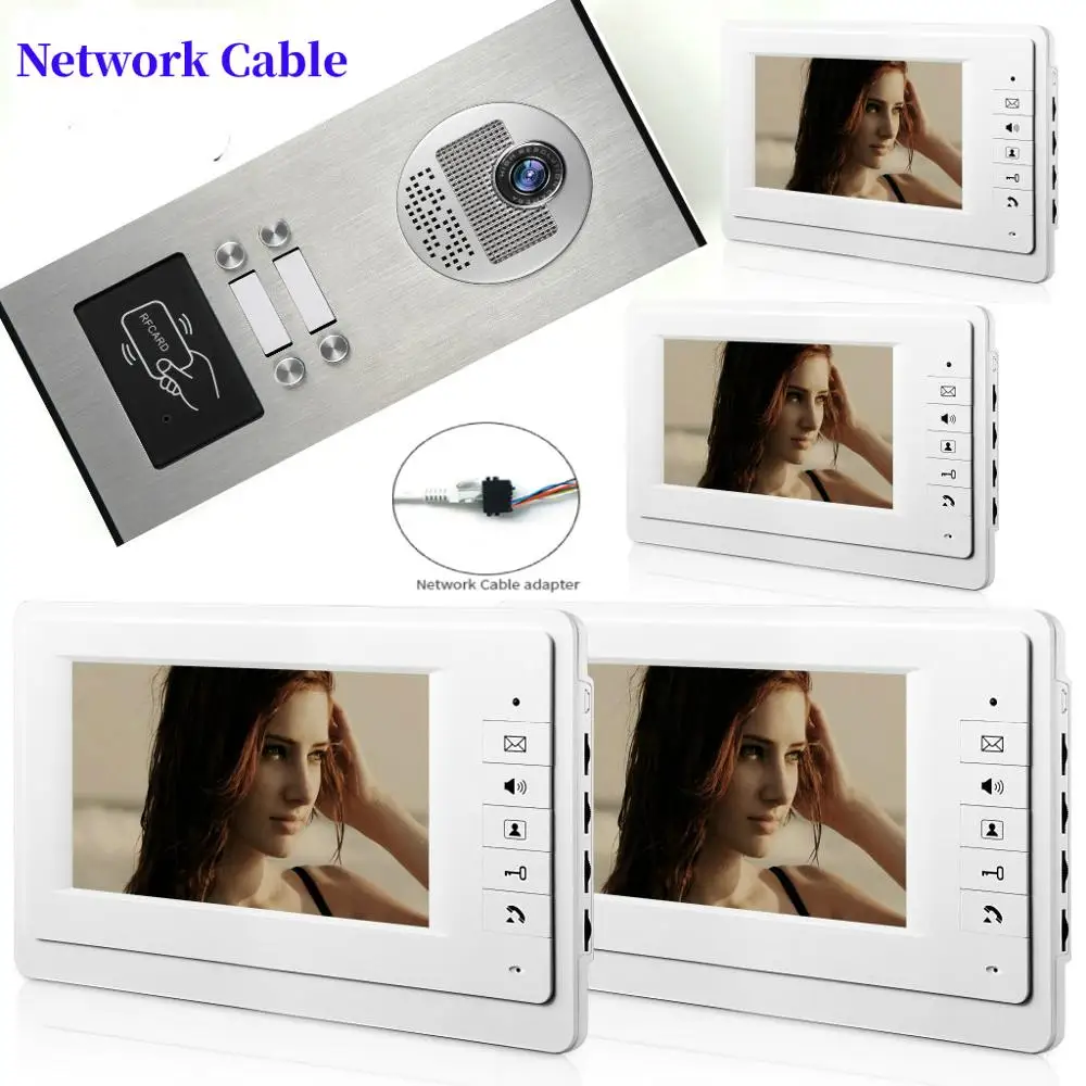 7inch Wired 4 Apartments Video Door Phone Intercom System RFID HD Doorbell Camera with 4 button 4 Monitor Waterproof camera
7inch Wired 4 Apartments Video Door Phone Intercom System RFID HD Doorbell Camera with 4 button 4 Monitor Waterproof camera