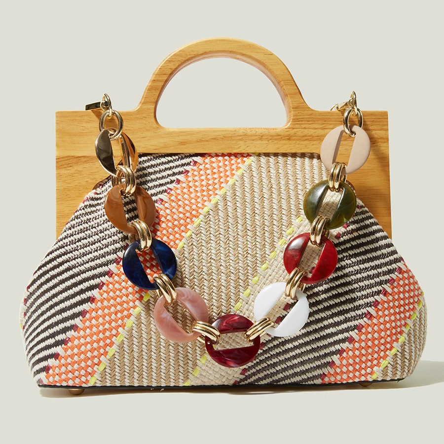 Simple Design Wood Clip Evening Bag Casual Shoulder Bags Women's Handbags New Fashion Stripe Underarm Bag Women Tote Handbag
Simple Design Wood Clip Evening Bag Casual Shoulder Bags Women's Handbags New Fashion Stripe Underarm Bag Women Tote Handbag