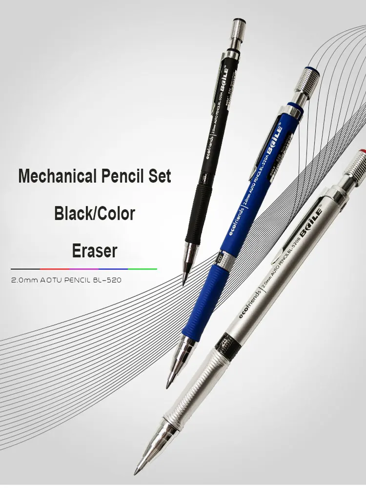 Retractable Mechanical Pencil Colorful Replaceable Refills Black Silver Blue Pen Rods 2.0mm School Supplies Stationery
Retractable Mechanical Pencil Colorful Replaceable Refills Black Silver Blue Pen Rods 2.0mm School Supplies Stationery