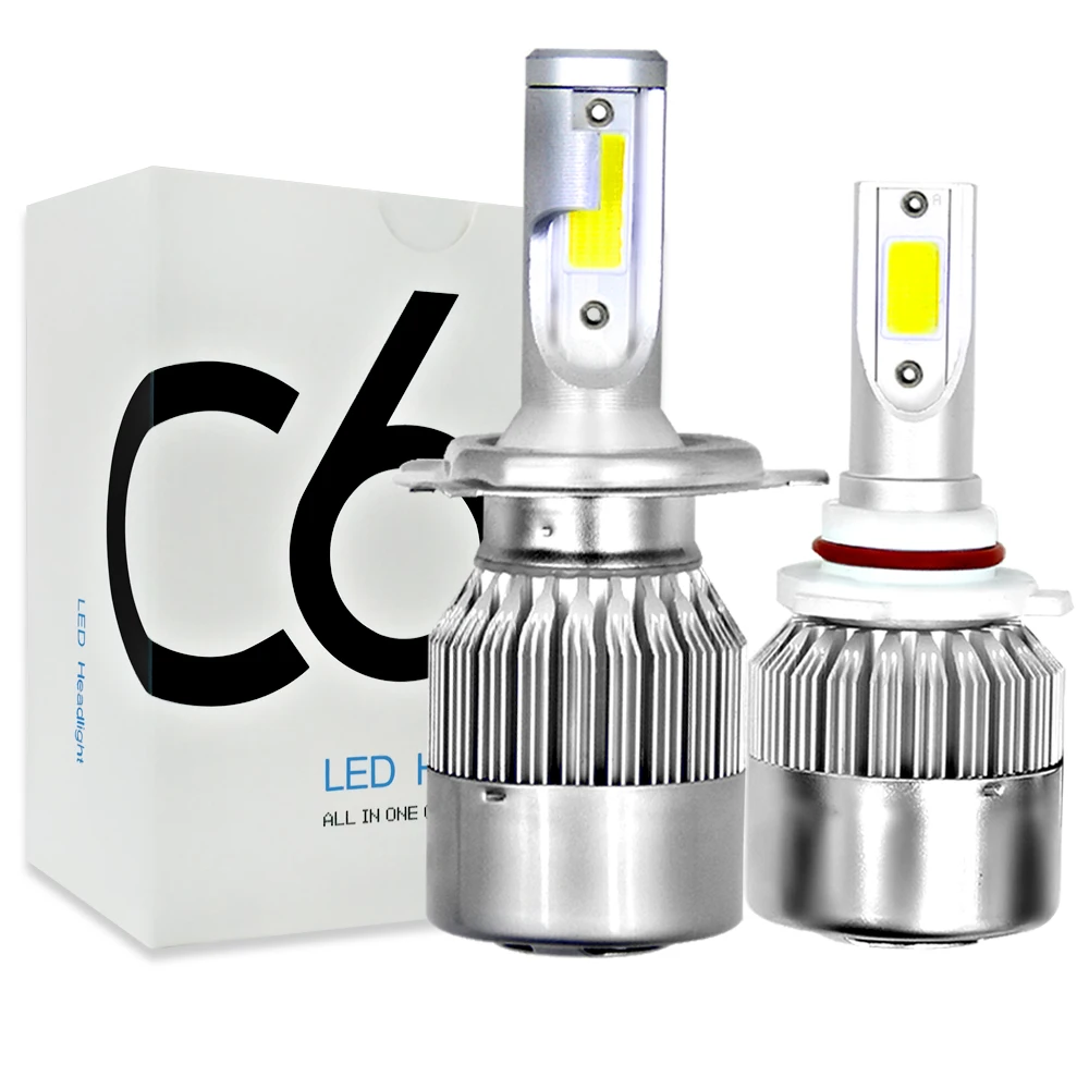 COOLFOX 2Pcs C6 Lamp Car Led H1 H3 H7 Canbus Headlight 8000LM HB3 HB4 LED Bulb H4 H11 9005 9006 880 H27 Lights 12V 6000K | Автомобили и