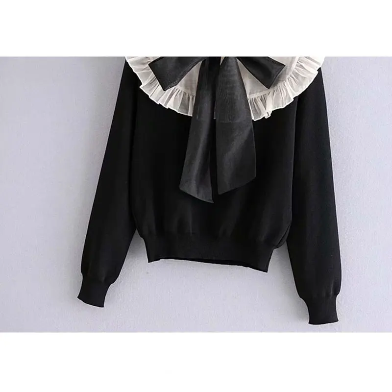 Qeils Women 2020 Fashion Organza Patchwork Ruffled Knitted Sweater Vintage High Collar Bow Tied Female Pullovers Chic Top
Qeils Women 2020 Fashion Organza Patchwork Ruffled Knitted Sweater Vintage High Collar Bow Tied Female Pullovers Chic Top