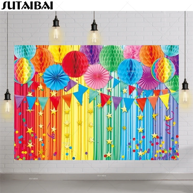 Фон для вечеринки в честь Дня Рождения с радужными звездами, красочные бумажные цветы, флаг для будущей мамы, баннер, декор для вечеринки, фо... 
Фон для вечеринки в честь Дня Рождения с радужными звездами, красочные бумажные цветы, флаг для будущей мамы, баннер, декор для вечеринки, фо...