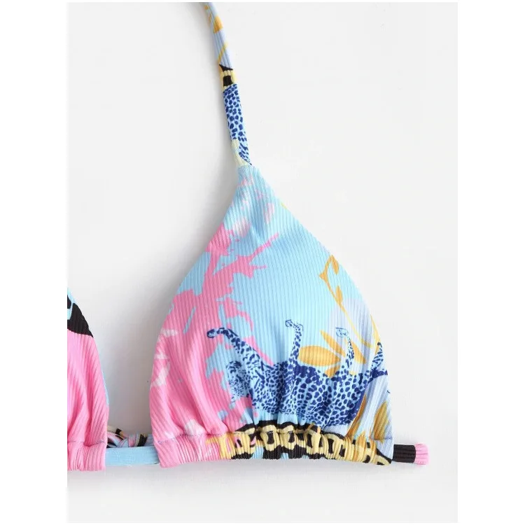 Fashion New Contrast Color Tie-Dyed Bikini Set Women's Sexy Drawstring Strap Low Waist Split Swimsuit 
Fashion New Contrast Color Tie-Dyed Bikini Set Women's Sexy Drawstring Strap Low Waist Split Swimsuit