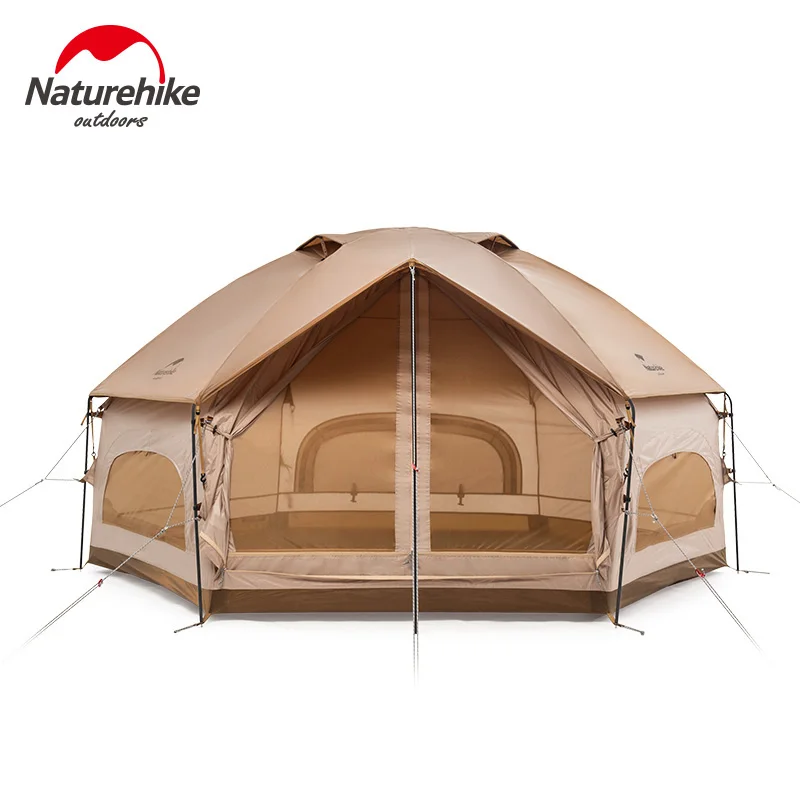 

Naturehike открытый шестиугольный кемпинг палатка 3-4 человек 210 т ткань большое пространство ветрозащитный семейный тент для пешего туризма пут...