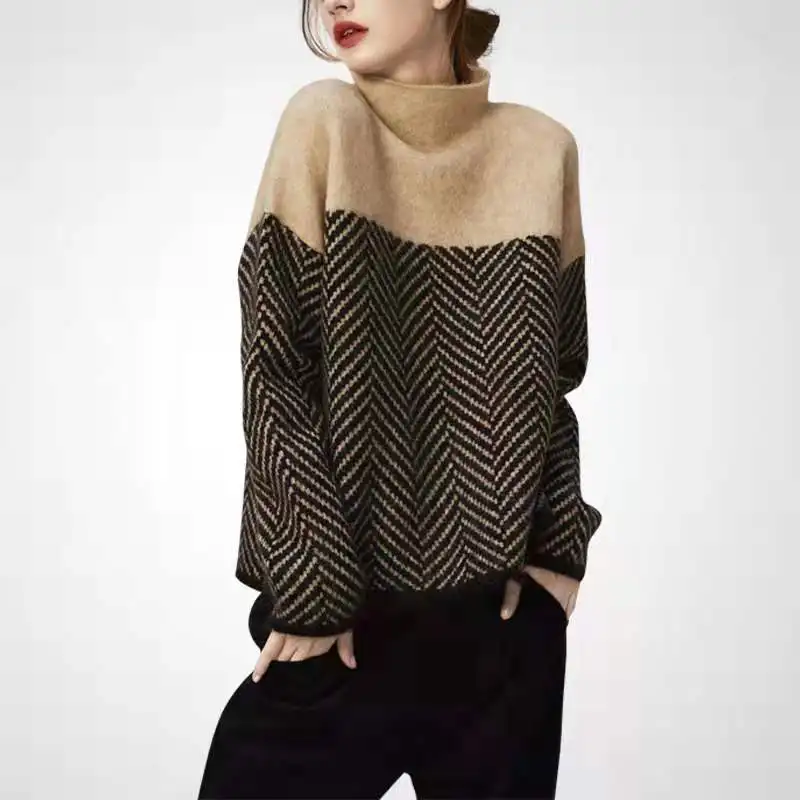 2021 autumn and winter women's new knit geometric knit turtleneck sweater pullover flabby sweater multi-color shirt long pullove
2021 autumn and winter women's new knit geometric knit turtleneck sweater pullover flabby sweater multi-color shirt long pullove