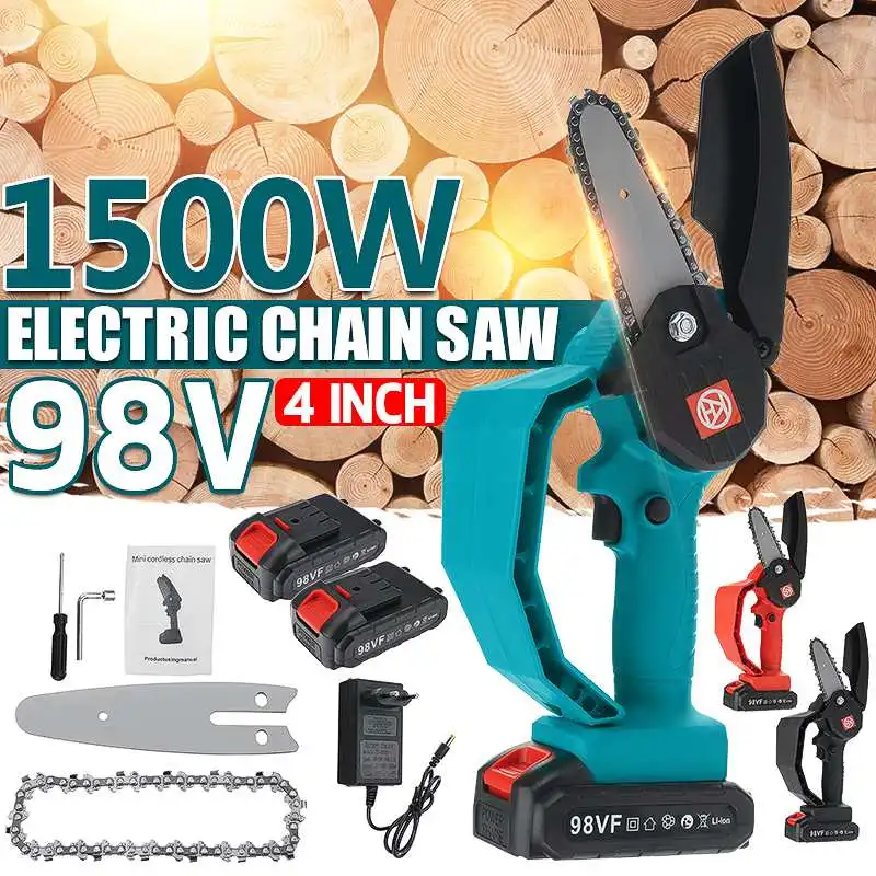 4 Inch 98VF 1500W Mini Electric Chain Saw With 2PC Battery Woodworking Rechargeable One-handed Garden Tool EU Plug
4 Inch 98VF 1500W Mini Electric Chain Saw With 2PC Battery Woodworking Rechargeable One-handed Garden Tool EU Plug