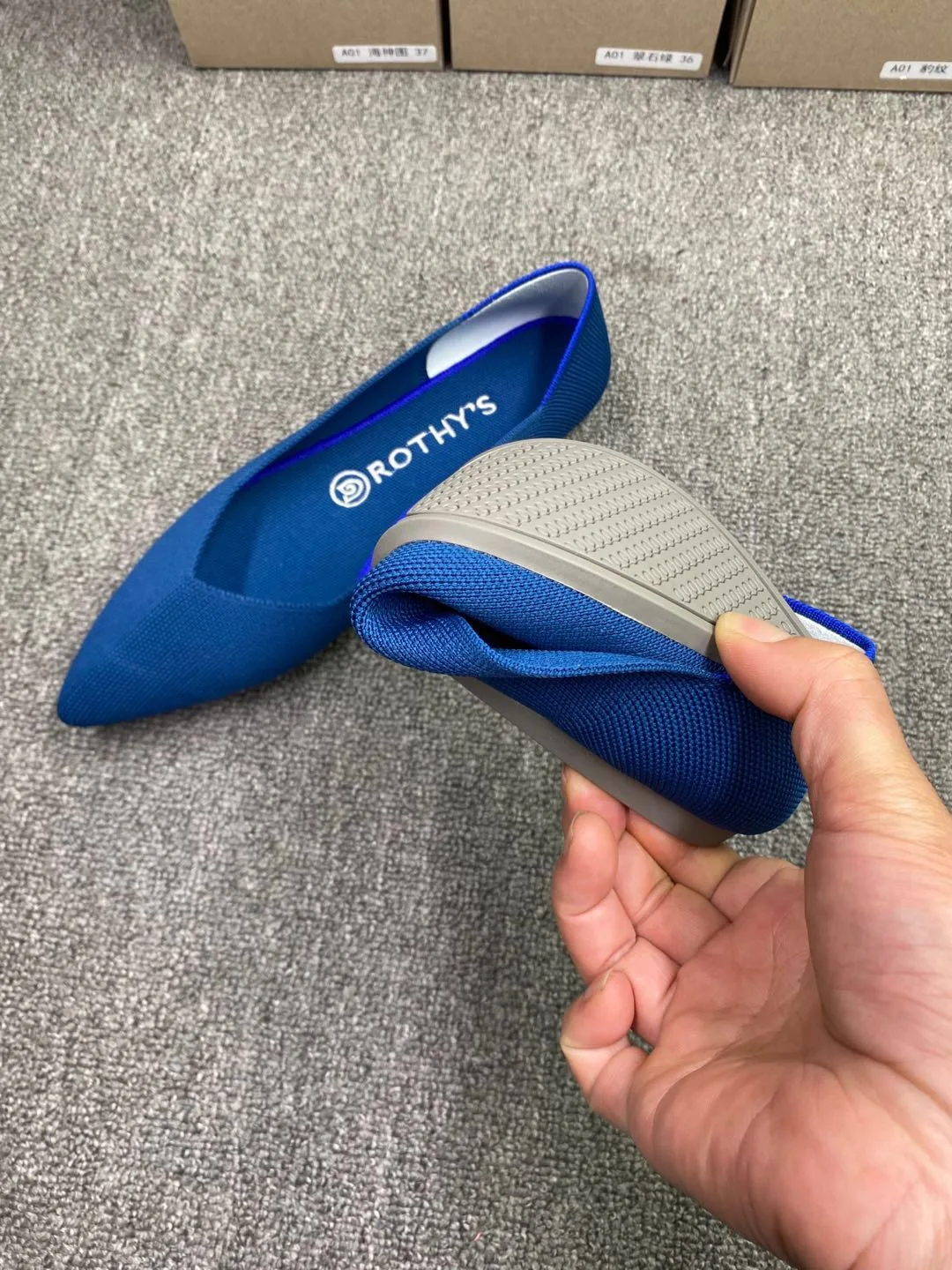 Original Rothys Environmentally Friendly Blue Women's Shoes Lightweight Breathable Pointed Toe Elegant Ms's Shoes
