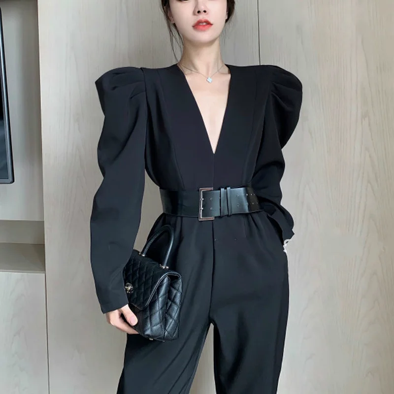 Black Vintage Solid Women Jumpsuit Gothic Sexy Deep V Neck Playsuit Belt Elegant Office Lady Bodysuit Korean Fashion Plus Size
Black Vintage Solid Women Jumpsuit Gothic Sexy Deep V Neck Playsuit Belt Elegant Office Lady Bodysuit Korean Fashion Plus Size