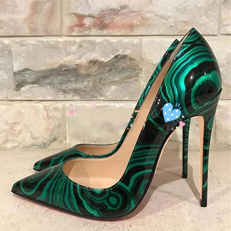 Sexy Green Printed High Heel Pumps Stiletto Heels Pointed Toe Women Dress Shoes 12 10 8cm Shallow Pumps Shoes Patent Leather
Sexy Green Printed High Heel Pumps Stiletto Heels Pointed Toe Women Dress Shoes 12 10 8cm Shallow Pumps Shoes Patent Leather
