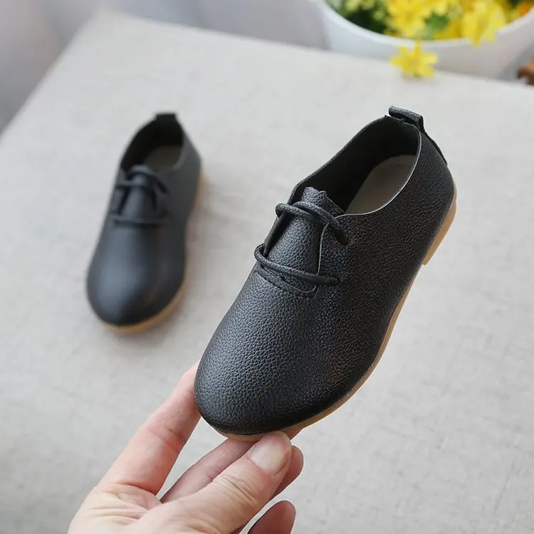Фото Новинка 2019 классические кожаные туфли для маленьких девочек свадебные мальчиков