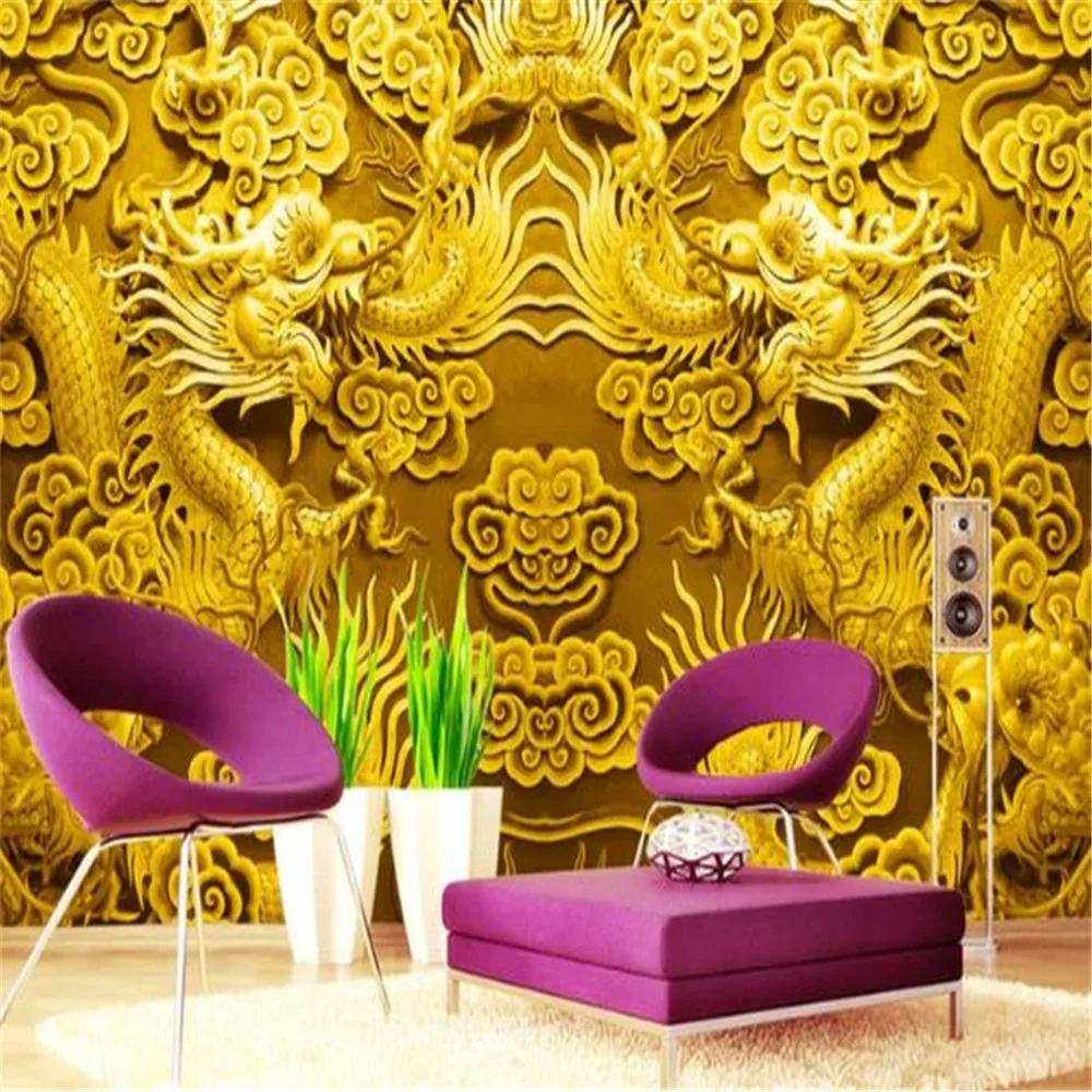 Custom 3d Wallcovering Wallpaper Woodcarving Chinese Golden Dragon TV Background Wall Decoration Mural Wallpapers
Custom 3d Wallcovering Wallpaper Woodcarving Chinese Golden Dragon TV Background Wall Decoration Mural Wallpapers
