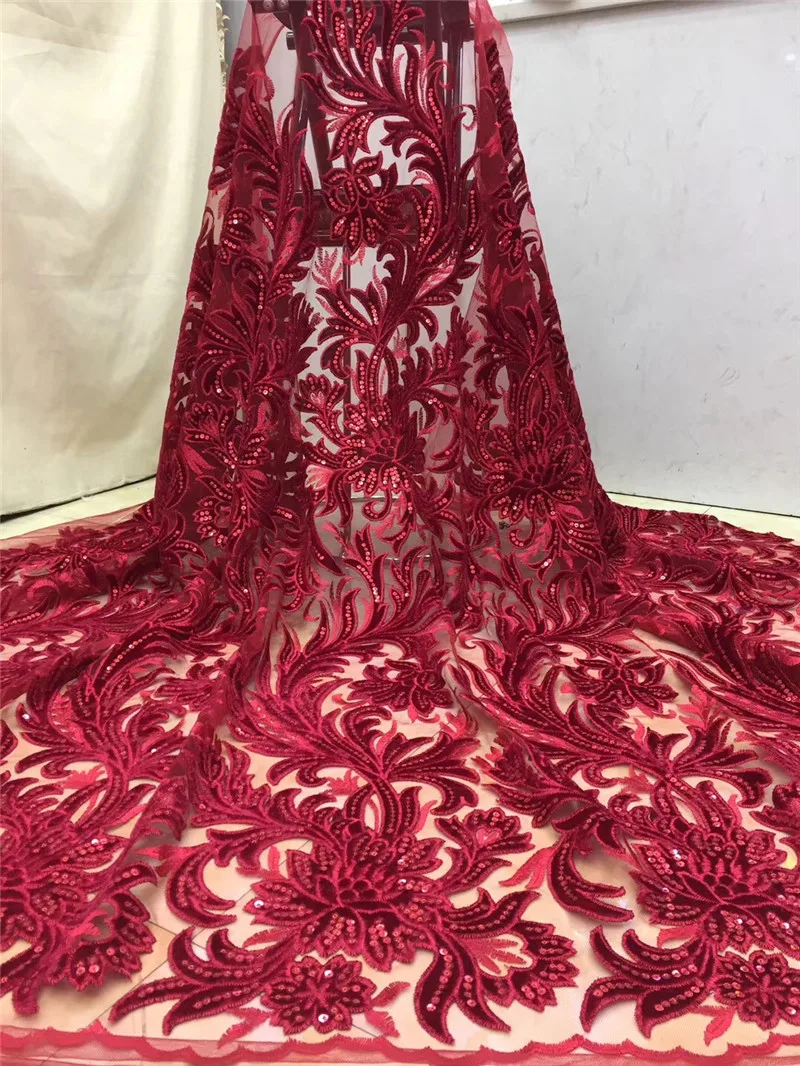 African Laces Fabrics Embroidered Velvet French Lace Fabric Cheap African French Net Tulle Fabric Wine Red
African Laces Fabrics Embroidered Velvet French Lace Fabric Cheap African French Net Tulle Fabric Wine Red