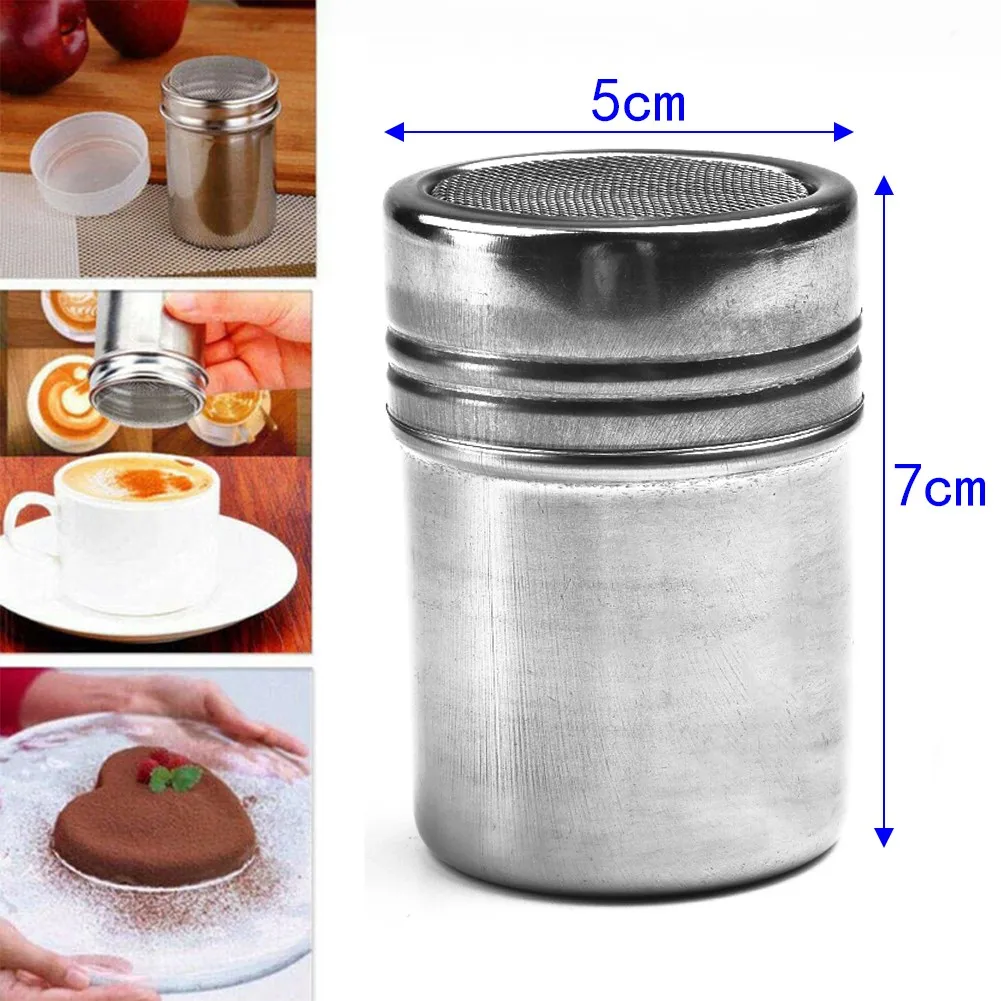 2Pcs 5*7.5cm Stainless Steel Spice Bottle Icing Sugar Cocoa Coffee Shaker Flour Duster Chocolate Powder For Kitchen Filter
2Pcs 5*7.5cm Stainless Steel Spice Bottle Icing Sugar Cocoa Coffee Shaker Flour Duster Chocolate Powder For Kitchen Filter