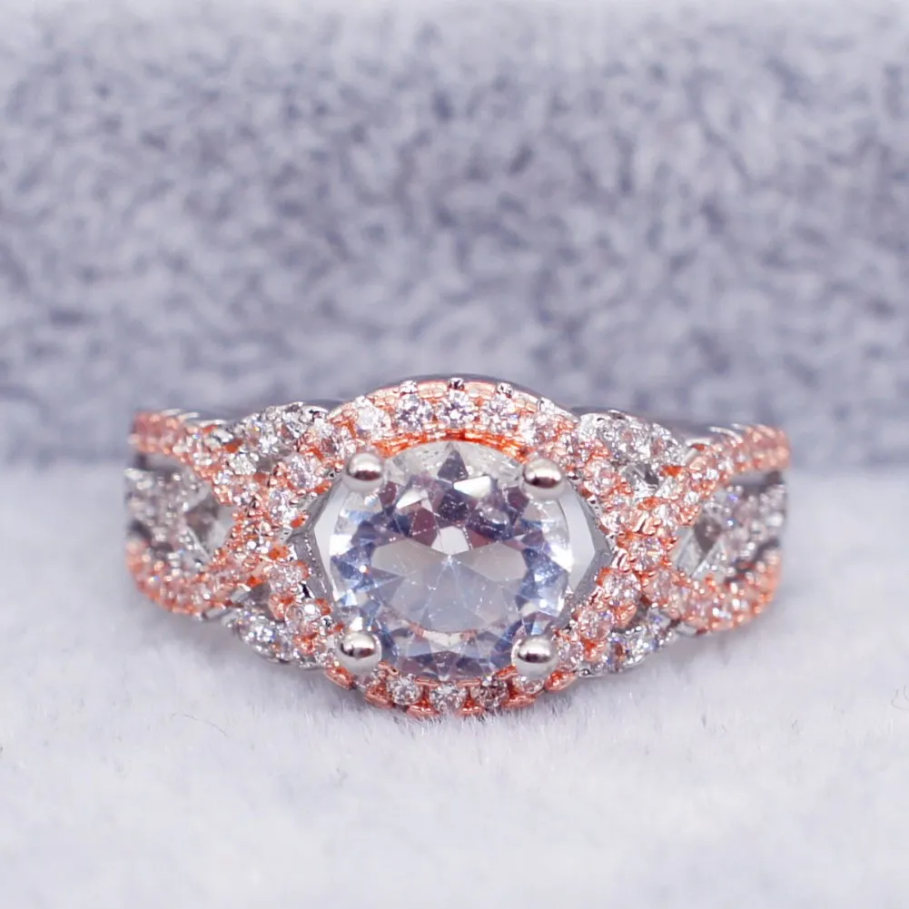 Fashion Ring with Rose Gold & Platinum Color Twisted with Dazzling Full Zirconia for Lover Women Jewelry Engagement R771
Fashion Ring with Rose Gold & Platinum Color Twisted with Dazzling Full Zirconia for Lover Women Jewelry Engagement R771