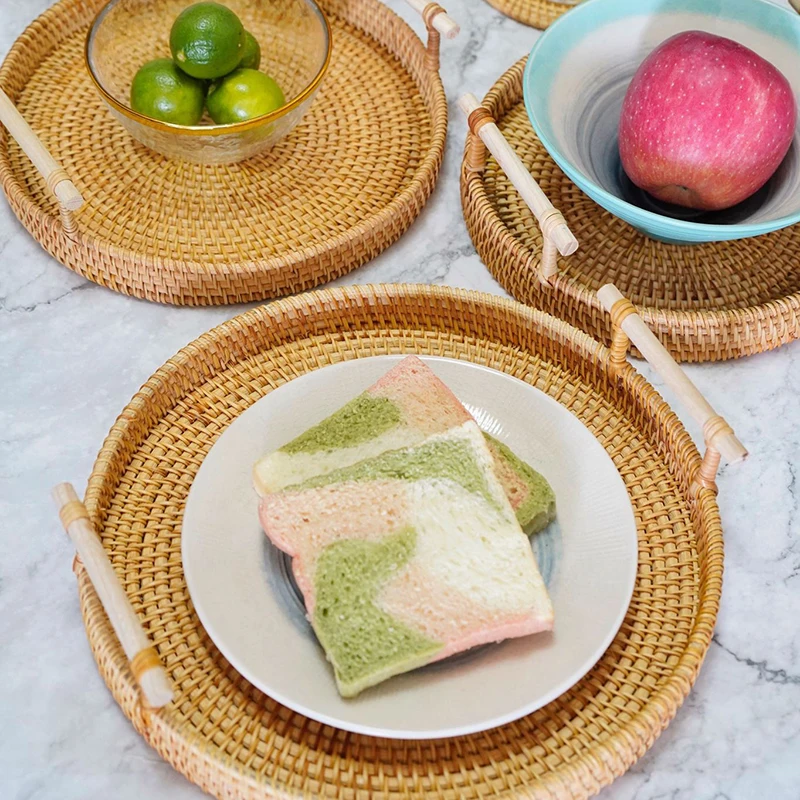 1 Pcs Round Rattan Bread Basket Woven Tea Tray With Handles Home Dinner Serving Decoration Handmade Round Tray For Fruits
1 Pcs Round Rattan Bread Basket Woven Tea Tray With Handles Home Dinner Serving Decoration Handmade Round Tray For Fruits