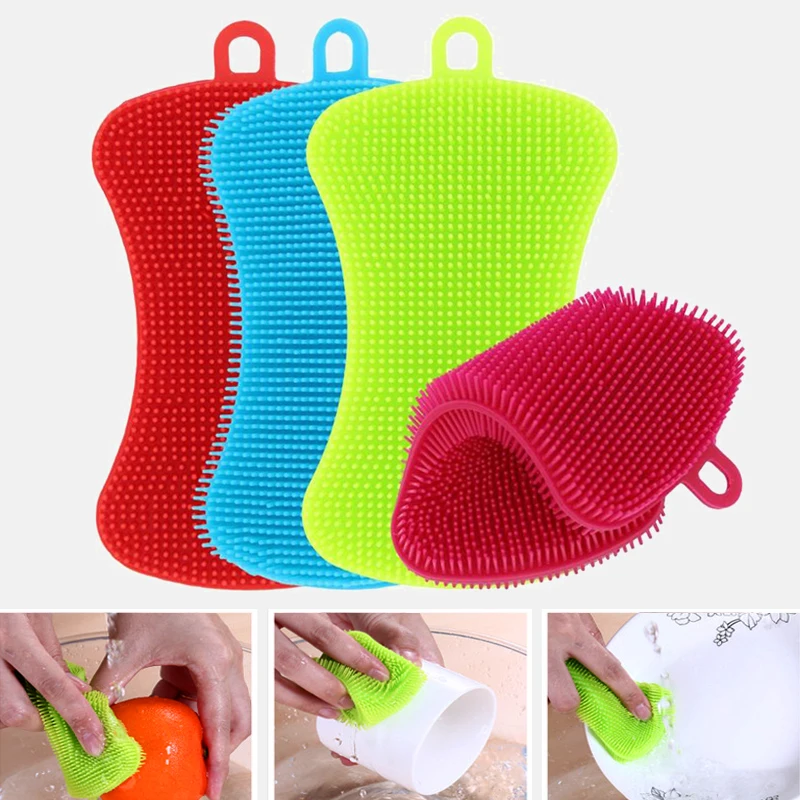 3Pcs Kitchen Cleaning Brush Silicone Dishwashing Brush Fruit Vegetable Cleaning Brushes Pot Pan Sponge Scouring Pads Tool
3Pcs Kitchen Cleaning Brush Silicone Dishwashing Brush Fruit Vegetable Cleaning Brushes Pot Pan Sponge Scouring Pads Tool