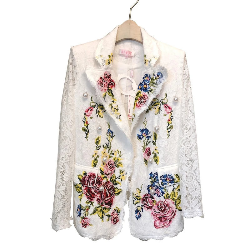 2020 New Autumn Winter Suit jacket Women Fashion Embroidery Flowers Lace Hollow out Net yarn Outerwear Slim Ladies Tops Blazer
2020 New Autumn Winter Suit jacket Women Fashion Embroidery Flowers Lace Hollow out Net yarn Outerwear Slim Ladies Tops Blazer