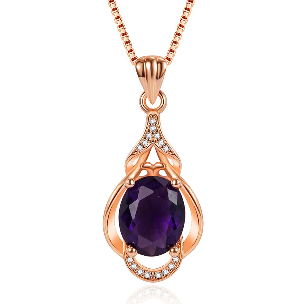Elegant Purple Crystal Amethyst Gemstones Diamonds Drop Pendant Necklaces for Women Rose White Gold Filled Jewelry Bijoux Gifts
Elegant Purple Crystal Amethyst Gemstones Diamonds Drop Pendant Necklaces for Women Rose White Gold Filled Jewelry Bijoux Gifts