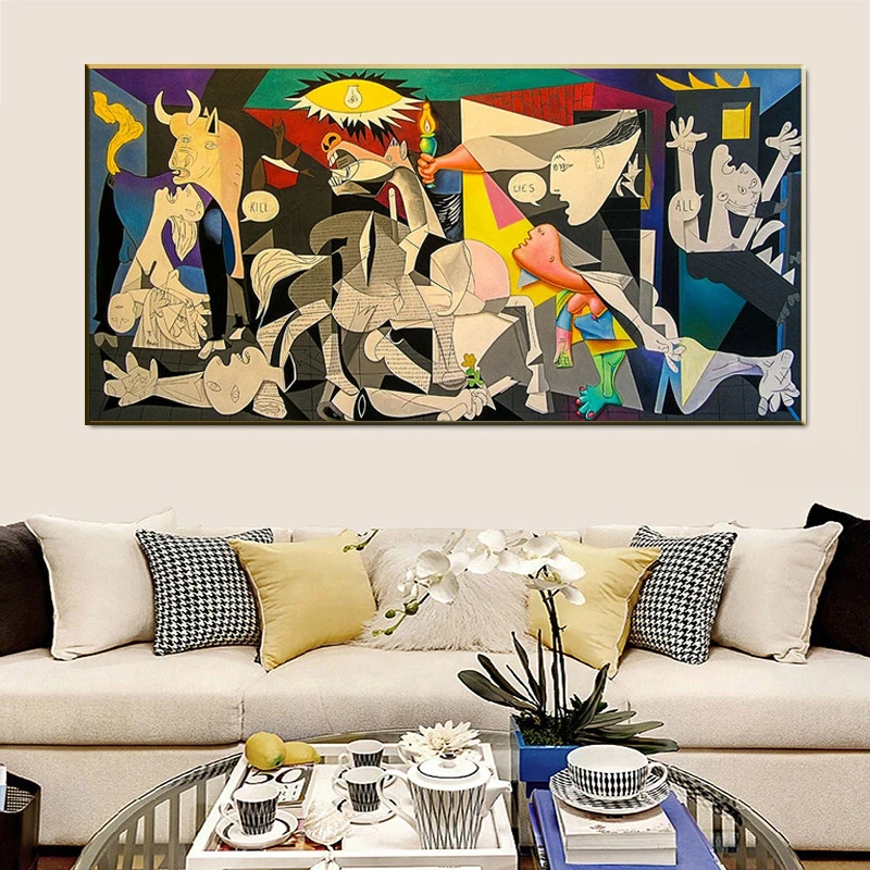 Guernica-Picasso's canvas works copy famous wall poster art prints Picasso picture home wall decoration
Guernica-Picasso's canvas works copy famous wall poster art prints Picasso picture home wall decoration
