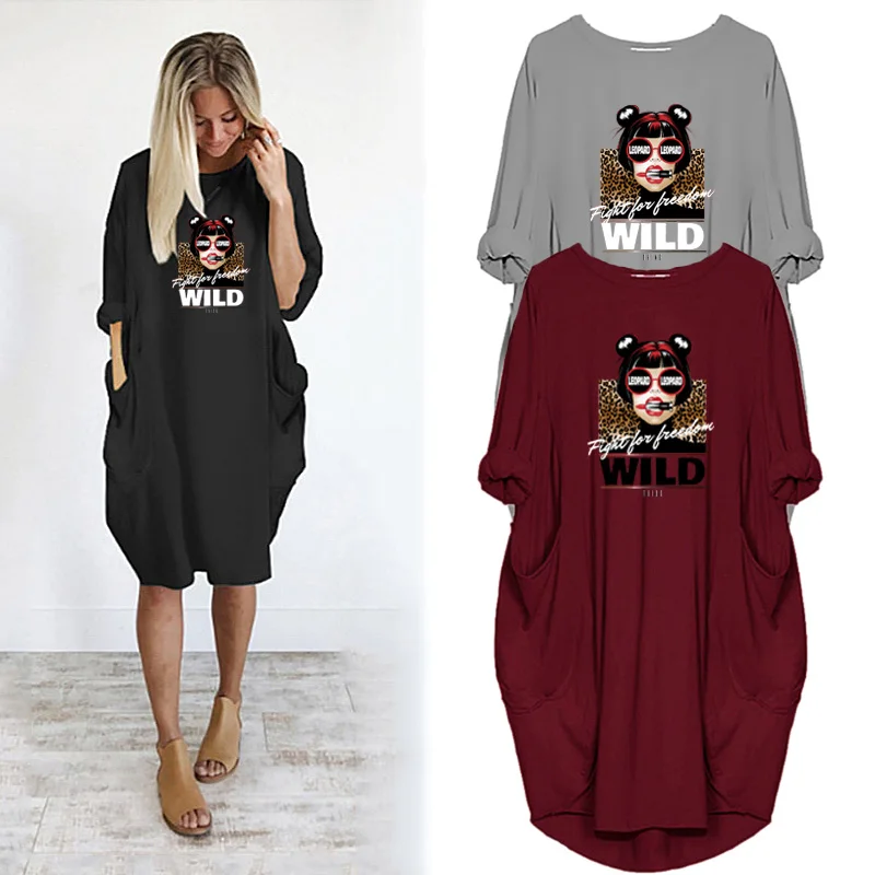 Autumn Woman Dress Girl Print Clothes Letter Leopard Long Sleeve Pocket Casual Loose Femme Party Dresses
Autumn Woman Dress Girl Print Clothes Letter Leopard Long Sleeve Pocket Casual Loose Femme Party Dresses