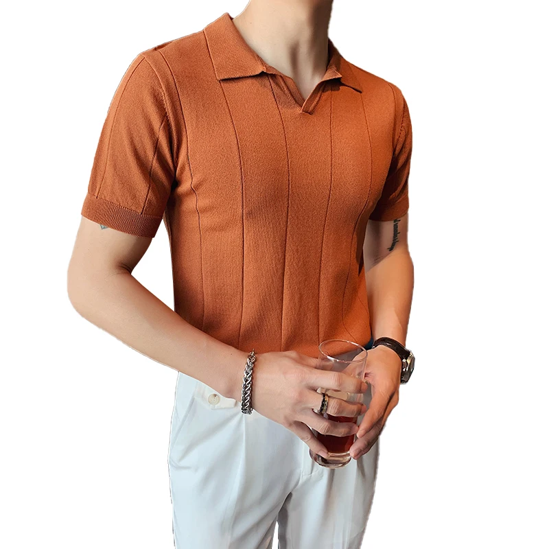 British Style Shirts Men Knitting Short Sleeve Shirts Solid Color Lapel Business Casual Top 2021 Summer Social Clothing
British Style Shirts Men Knitting Short Sleeve Shirts Solid Color Lapel Business Casual Top 2021 Summer Social Clothing