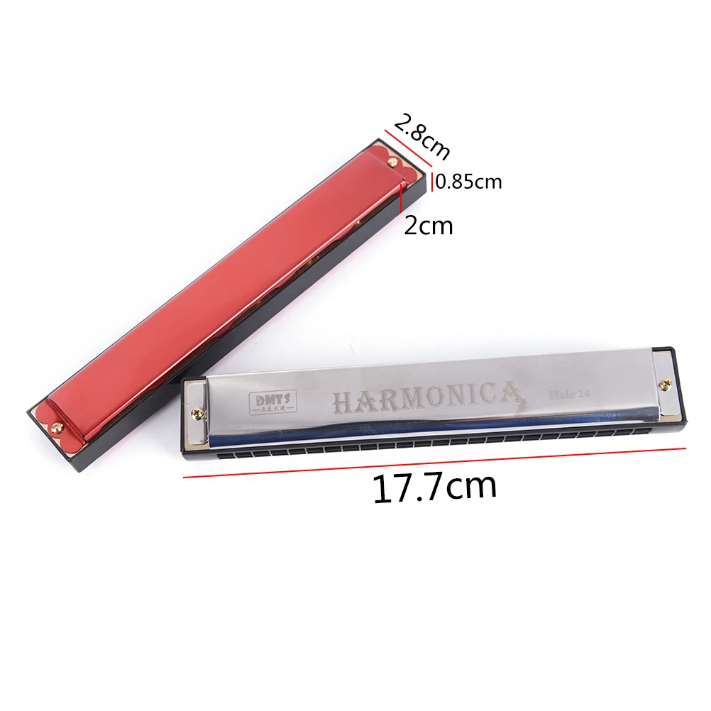 

24 Hole Key Of C Play Harmonica Tremolo Harmonica Mouth Organ Double Row For Blues Jazz Rock Folk Musical Beginner Instrument